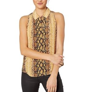 NWT JOIE Branka Women's Blouse Python Snake Print Sleeveless Top $198